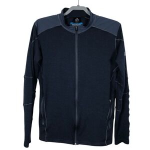 KUHL Merino Wool Sweater Mens M Racr X Full Zip Slim Jacket Mid Base Layer *Flaw